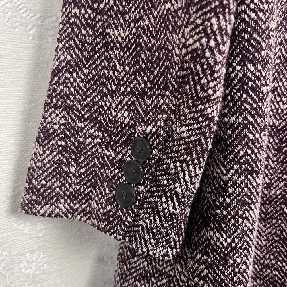 Talbots 18WP Woman Petite Melange Herringbone Blazer long-line jacket purple - Picture 8 of 11